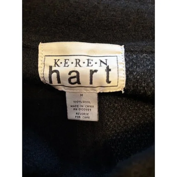Keren Hart Wool Black & Gray Design Jacket Size Medium Office Party Classy Warm - Picture 7 of 7